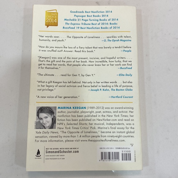 📚 The Opposite Of Loneliness 📚 by Marina Keegan - Picture 2 of 3